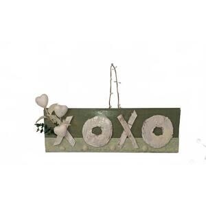 Decorative XOXO Wooden Wall Hanging with Heart Accents